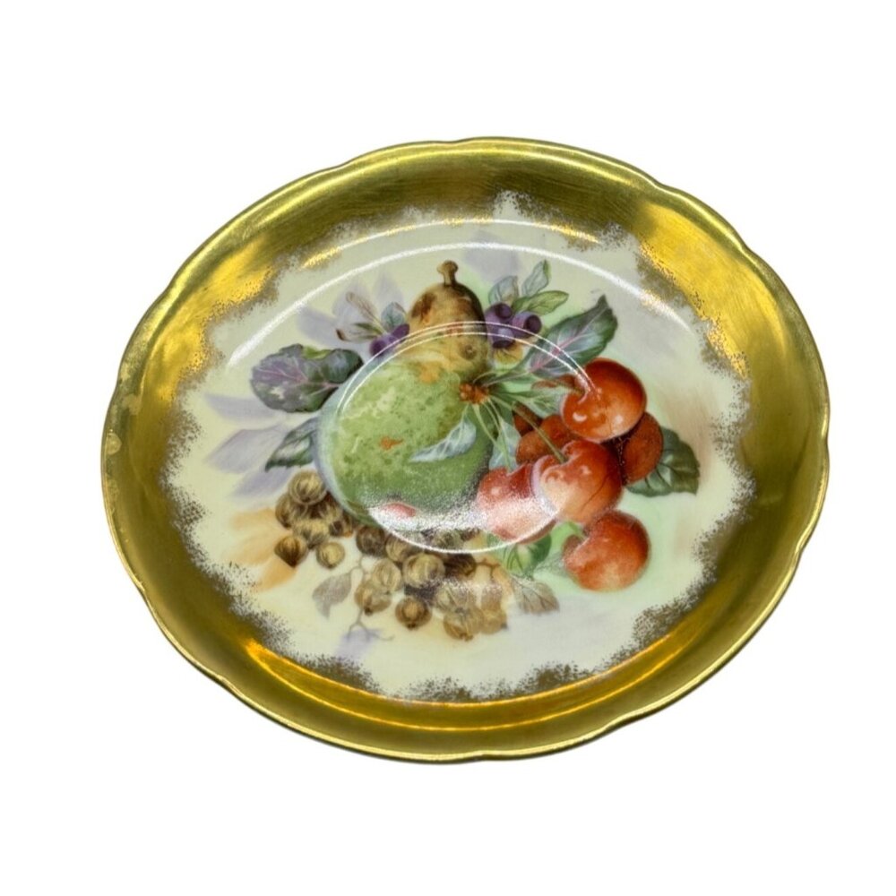 Vintage C.T.C. Co. Japan Decorative Plate With Fruit Design & Gold Trim READ